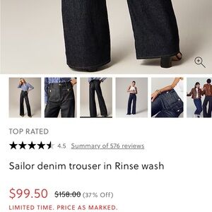 Brand New With Tag, Never Worn JCrew Sailor Denim Trousers in Black